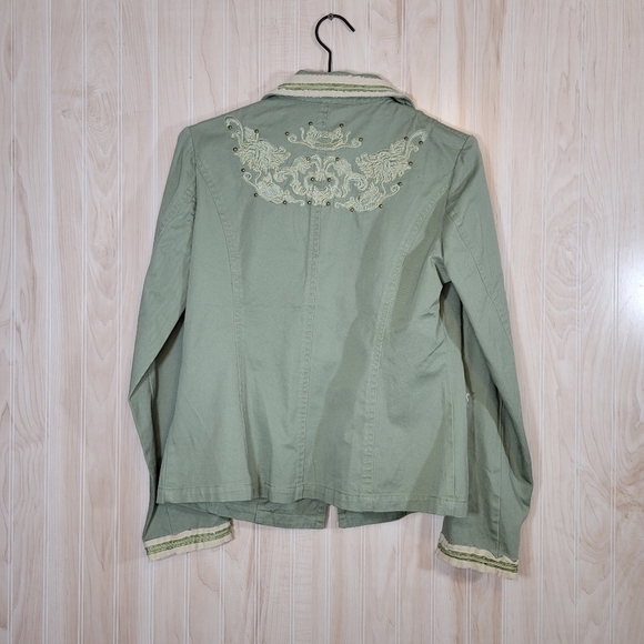 Aziz Sage Green Button-Down Embellished Blazer Sz Large - new with tags - Picture 7 of 7